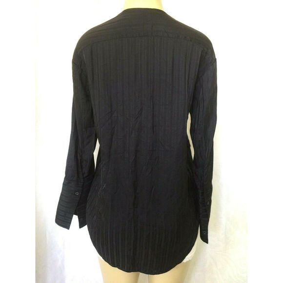 Wilfred Aritzia Zelie Shirt Satin Stripe Black XS - Picture 4 of 7